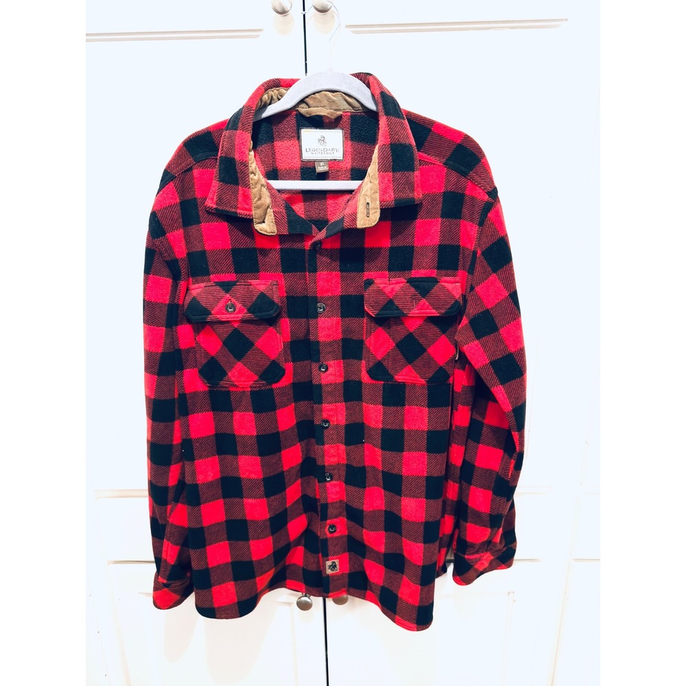 Legendary Whitetails Red Black Plaid Flannel Lined Shirt Jacket Men's XL‎